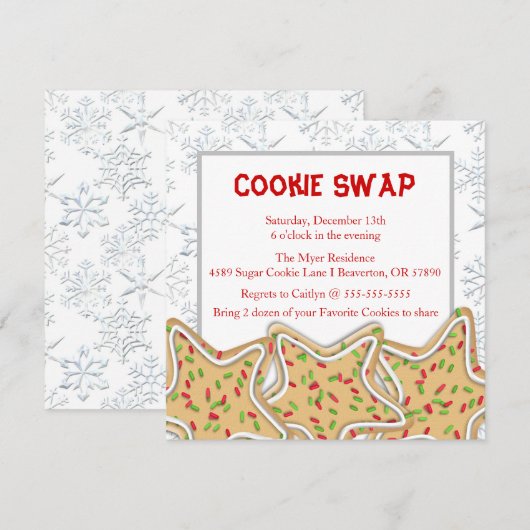 Cute Frosted Sugar Cookie Exchange Holiday nodigt  Kaart (Voorkant / Achterkant)