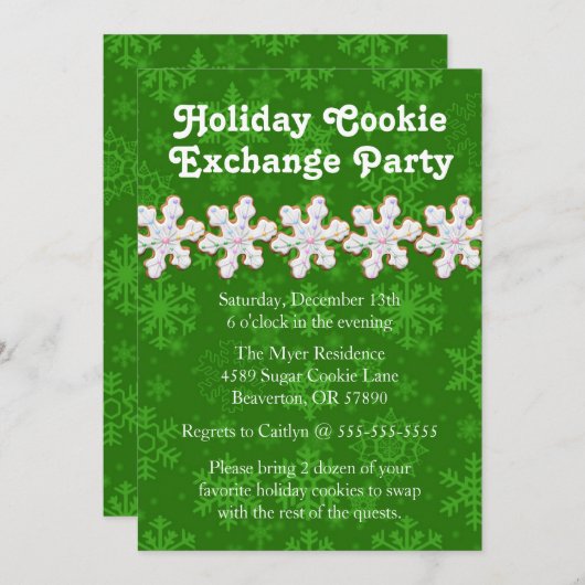 Cute Frosted Sugar Cookie Exchange Holiday nodigt Kaart (Voorkant / Achterkant)