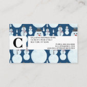 Cute Frosty Blue Snowman Waterverf Pattern Aanbevelingskaartje (Achterkant)