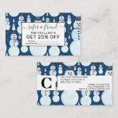 Cute Frosty Blue Snowman Waterverf Pattern Aanbevelingskaartje (Voorkant / Achterkant)