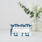 Cute Frosty Blue Snowman Waterverf Pattern Afsprakenkaartje (Staand voorkant)