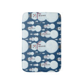 Cute Frosty Blue Snowman Waterverf Pattern Badmat (Voorkant Verticaal)