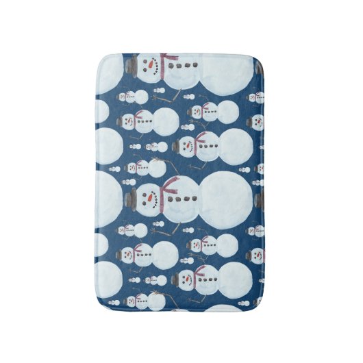 Cute Frosty Blue Snowman Waterverf Pattern Badmat (Voorkant Verticaal)