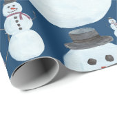 Cute Frosty Blue Snowman Waterverf Pattern Cadeaupapier (Rol Hoek)