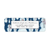 Cute Frosty Blue Snowman Waterverf Pattern Etiket (Voorkant)