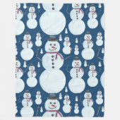 Cute Frosty Blue Snowman Waterverf Pattern Fleece Deken (Voorkant)