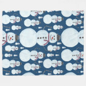 Cute Frosty Blue Snowman Waterverf Pattern Fleece Deken (Voorkant (Horizontaal))