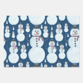 Cute Frosty Blue Snowman Waterverf Pattern Inpakpapier Vel (Voorkant)