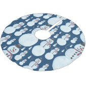 Cute Frosty Blue Snowman Waterverf Pattern Kerstboom Rok (Gekanteld)