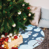 Cute Frosty Blue Snowman Waterverf Pattern Kerstboom Rok