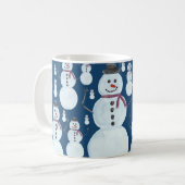 Cute Frosty Blue Snowman Waterverf Pattern Koffiemok (Voorkant links)