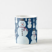 Cute Frosty Blue Snowman Waterverf Pattern Koffiemok (Center)