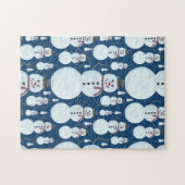 Cute Frosty Blue Snowman Waterverf Pattern Legpuzzel (Horizontaal)