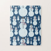 Cute Frosty Blue Snowman Waterverf Pattern Legpuzzel (Verticaal)