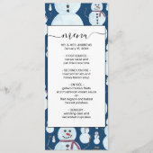 Cute Frosty Blue Snowman Waterverf Pattern Menu (Voorkant)