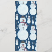 Cute Frosty Blue Snowman Waterverf Pattern Menu (Achterkant)