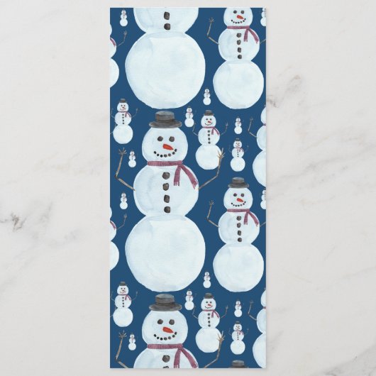 Cute Frosty Blue Snowman Waterverf Pattern Menu (Achterkant)