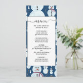 Cute Frosty Blue Snowman Waterverf Pattern Menu (Staand voorkant)
