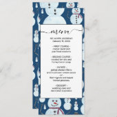 Cute Frosty Blue Snowman Waterverf Pattern Menu (Voorkant / Achterkant)