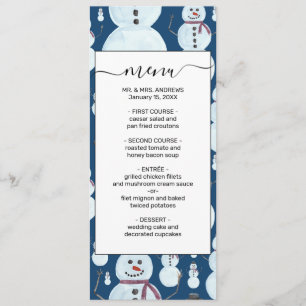 Cute Frosty Blue Snowman Waterverf Pattern Menu