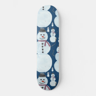 Cute Frosty Blue Snowman Waterverf Pattern Persoonlijk Skateboard