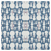 Cute Frosty Blue Snowman Waterverf Pattern Stof (Swatch)
