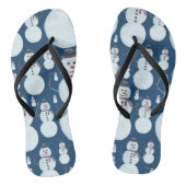 Cute Frosty Blue Snowman Waterverf Pattern Teenslippers (Voetbed)