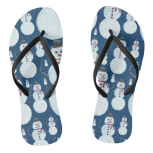 Cute Frosty Blue Snowman Waterverf Pattern Teenslippers