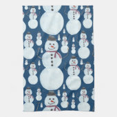Cute Frosty Blue Snowman Waterverf Pattern Theedoek (Verticaal)