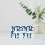 Cute Frosty Blue Snowman Waterverf Pattern Visitekaartje (Staand voorkant)