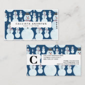 Cute Frosty Blue Snowman Waterverf Pattern Visitekaartje (Voorkant / Achterkant)