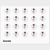 Cute Frosty Snowman Love Kerstmis Ronde Sticker (Vel)