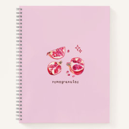 Cute fruit aesthetic pomegranate pink  notitieboek