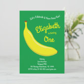 Cute Fruit Banana Kids 1e verjaardagsfeestje Kaart (Staand voorkant)