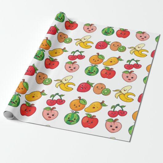 Cute Fruit Cadeaupapier (Uitgerold)