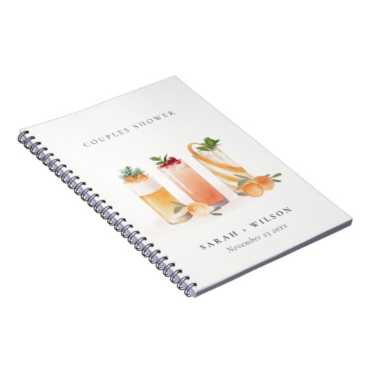 Cute Fruit Cocktail Blush Oranje Couples Shower Notitieboek (Rechterzijde)