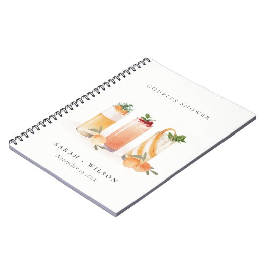 Cute Fruit Cocktail Blush Oranje Couples Shower Notitieboek (Linkerzijde)