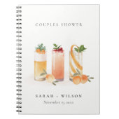 Cute Fruit Cocktail Blush Oranje Couples Shower Notitieboek (Voorkant)