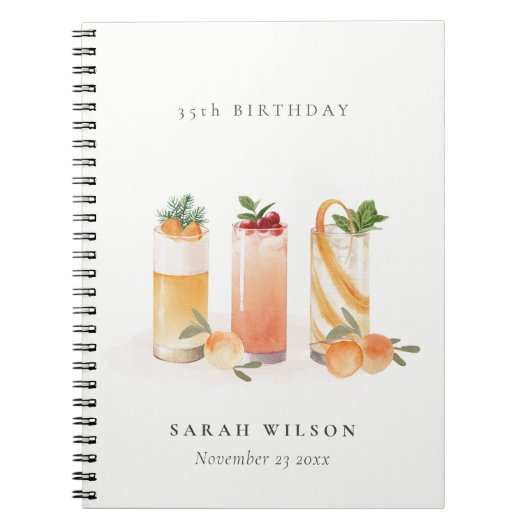 Cute Fruit Cocktail Blush Sinaasappel elke dag van Notitieboek (Voorkant)