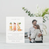 Cute Fruit Cocktail Oranje Photo Couples Shower Bedankkaart (Staand voorkant)
