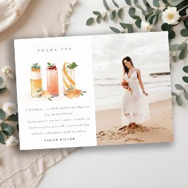 Cute Fruit Cocktail Oranje Photo Vrijgezellenfeest Bedankkaart