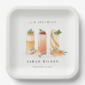 Cute Fruit Cocktail Sinaasappel Blush Any Age Birt Papieren Bordje (Voorkant)