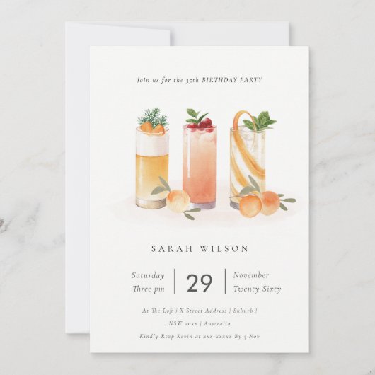 Cute Fruit Cocktail Sinaasappel Elke zondag uitnod Bedankkaart (Voorkant)