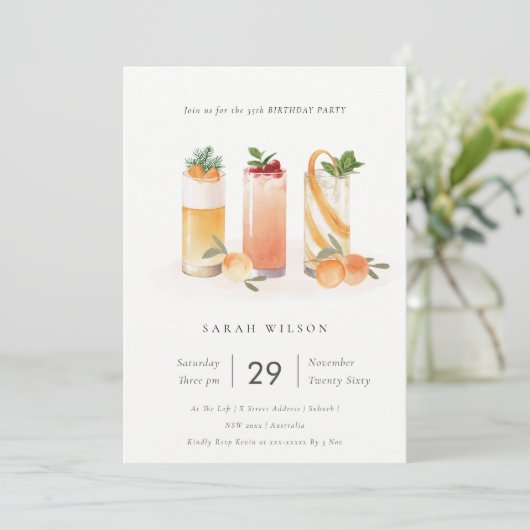 Cute Fruit Cocktail Sinaasappel Elke zondag uitnod Bedankkaart (Staand voorkant)