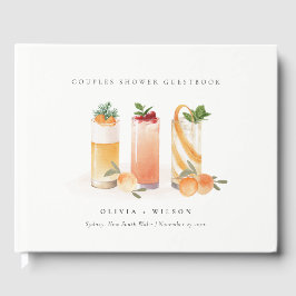 Cute Fruit Cocktail Sinaasappelen Koppels Bruiloft Gastenboek