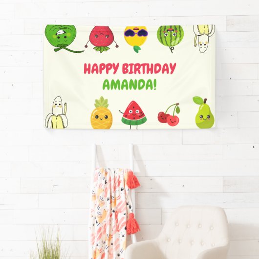 Cute Fruit Funny Kids Birthday Party Signs Banner (Insitu)