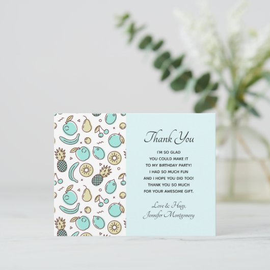 Cute Fruit Pattern Summery Geachte Hartelijk dank Briefkaart (Staand voorkant)
