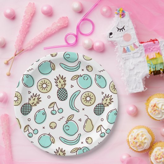 Cute Fruit Pattern Summery Thleed Papieren Bordje (Feest)