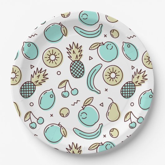 Cute Fruit Pattern Summery Thleed Papieren Bordje (Voorkant)