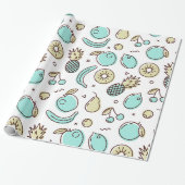 Cute Fruit Pattern Summery Thleed Pattern Cadeaupapier (Uitgerold)